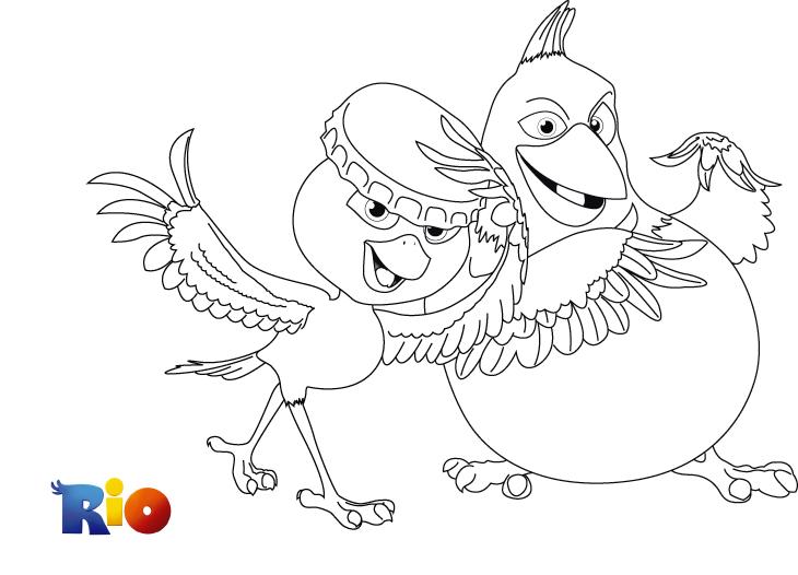 coloriage rio les petits perroquets
